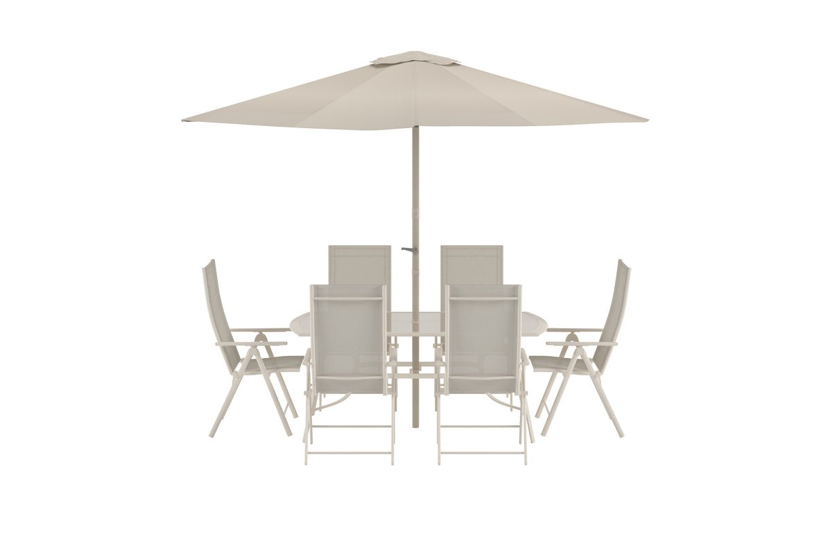 Ensemble de repas de jardin Toulouse – Ensemble de mobilier de jardin 8 pièces en Beige