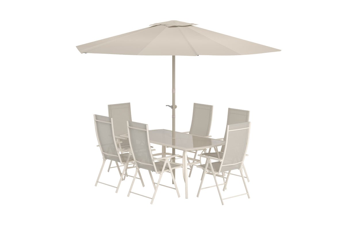 Ensemble de repas de jardin Toulouse – Ensemble de mobilier de jardin 8 pièces en Beige