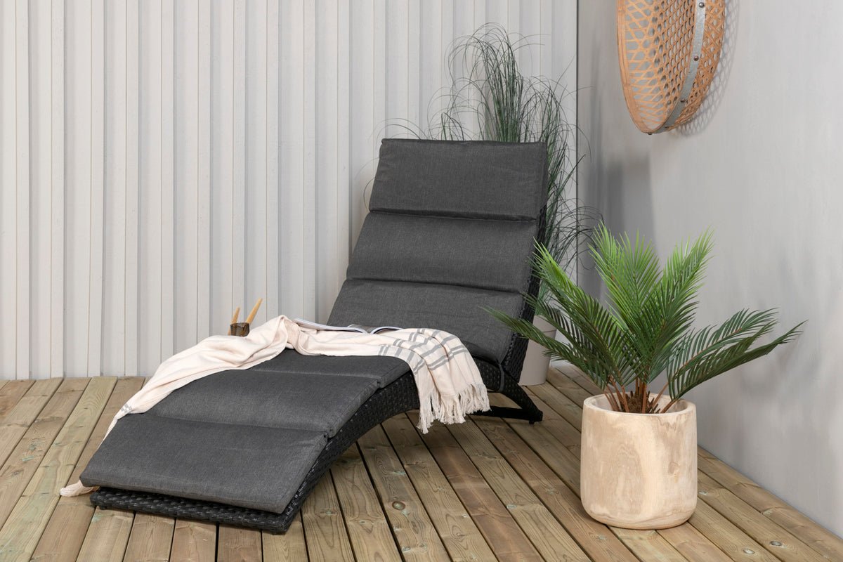 Chaise longue de jardin Queen - en rotin synthétique avec coussin inclus