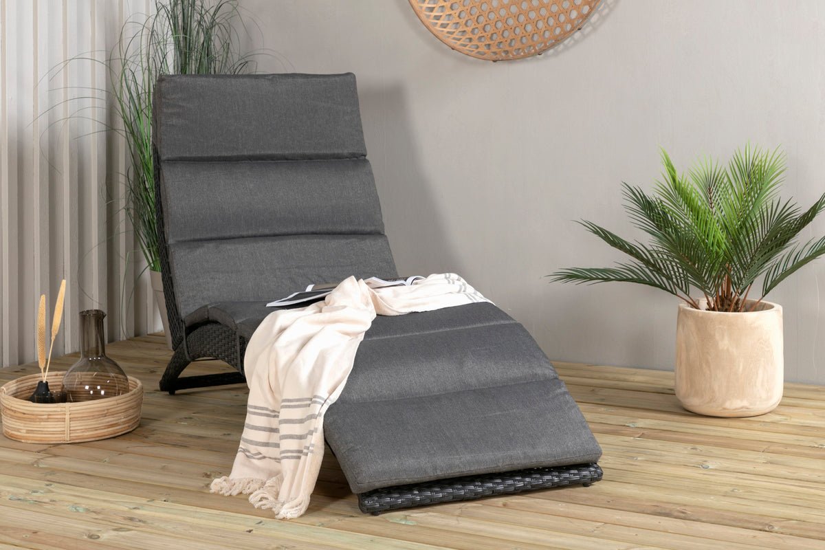 Chaise longue de jardin Queen - en rotin synthétique avec coussin inclus