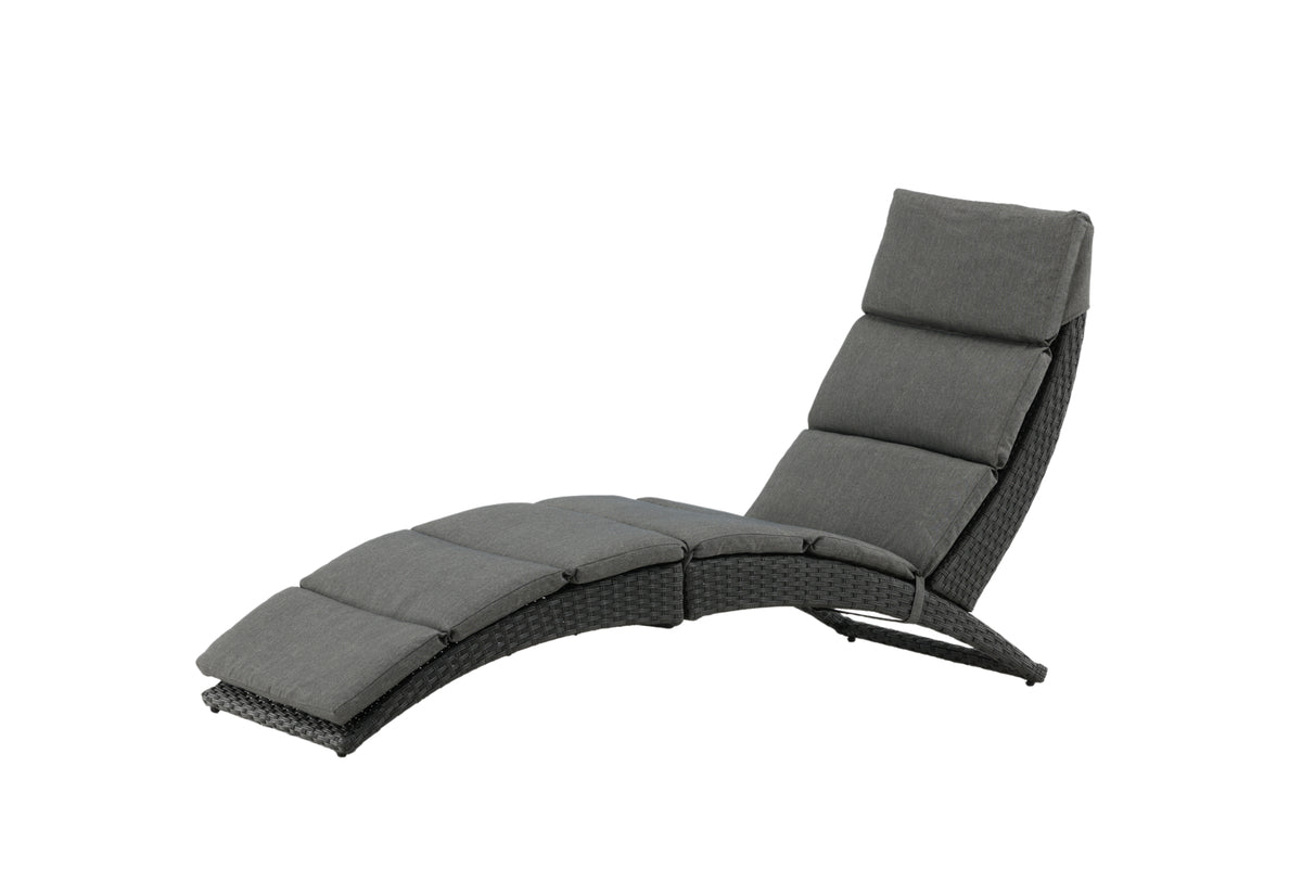 Chaise longue de jardin Queen - en rotin synthétique avec coussin inclus