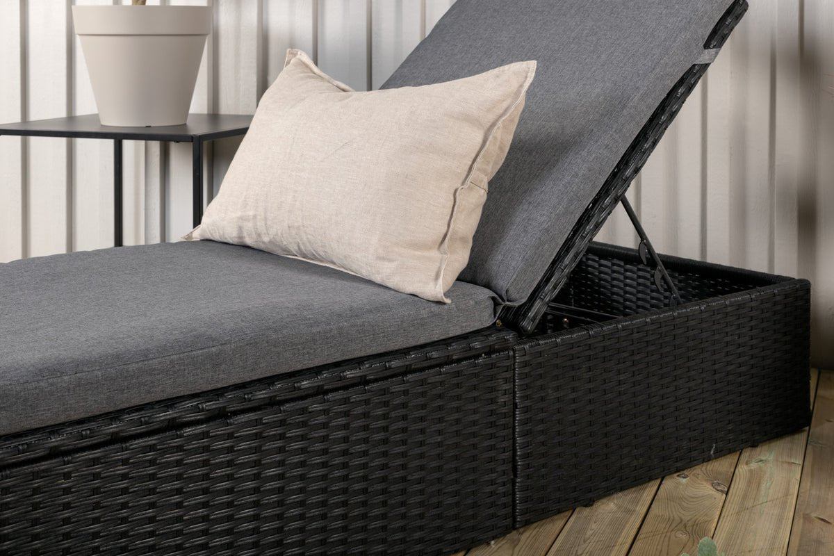 Chaise longue de jardin Dakar - avec coussin gris et dossier réglable
