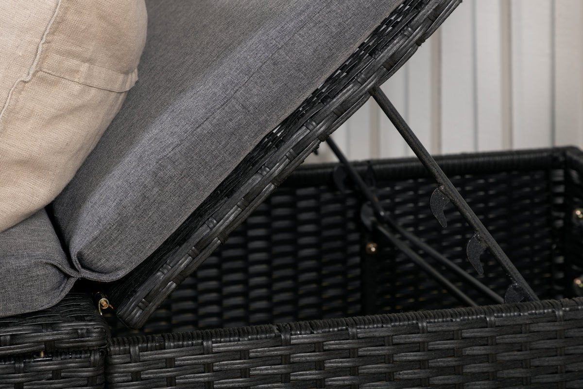 Chaise longue de jardin Dakar - avec coussin gris et dossier réglable