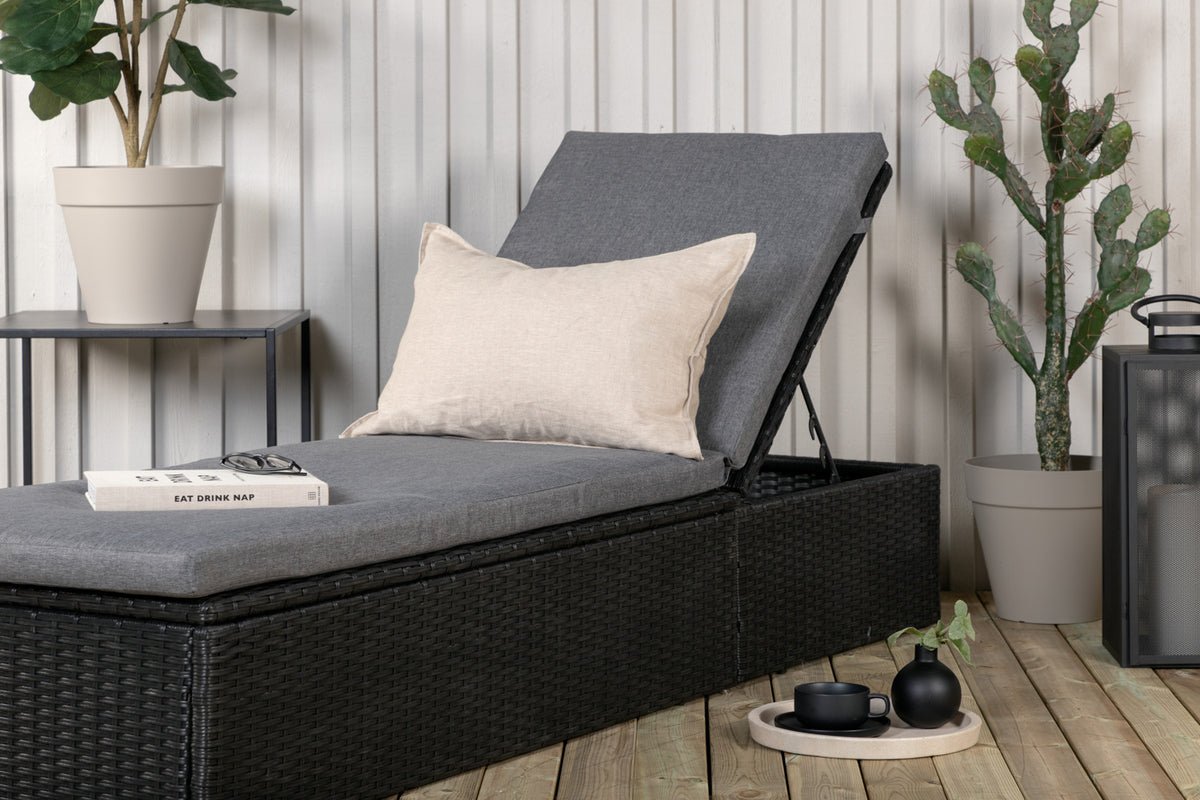 Chaise longue de jardin Dakar - avec coussin gris et dossier réglable