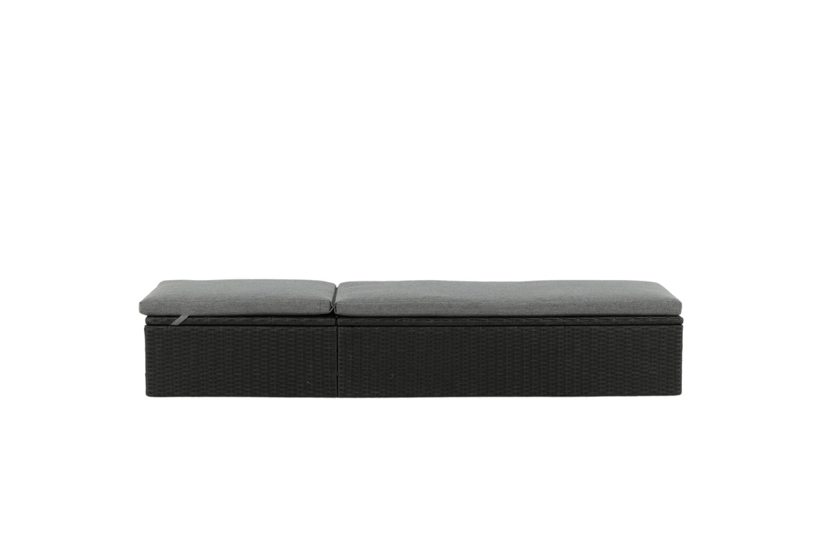 Chaise longue de jardin Dakar - avec coussin gris et dossier réglable