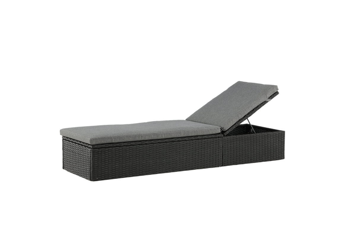 Chaise longue de jardin Dakar - avec coussin gris et dossier réglable