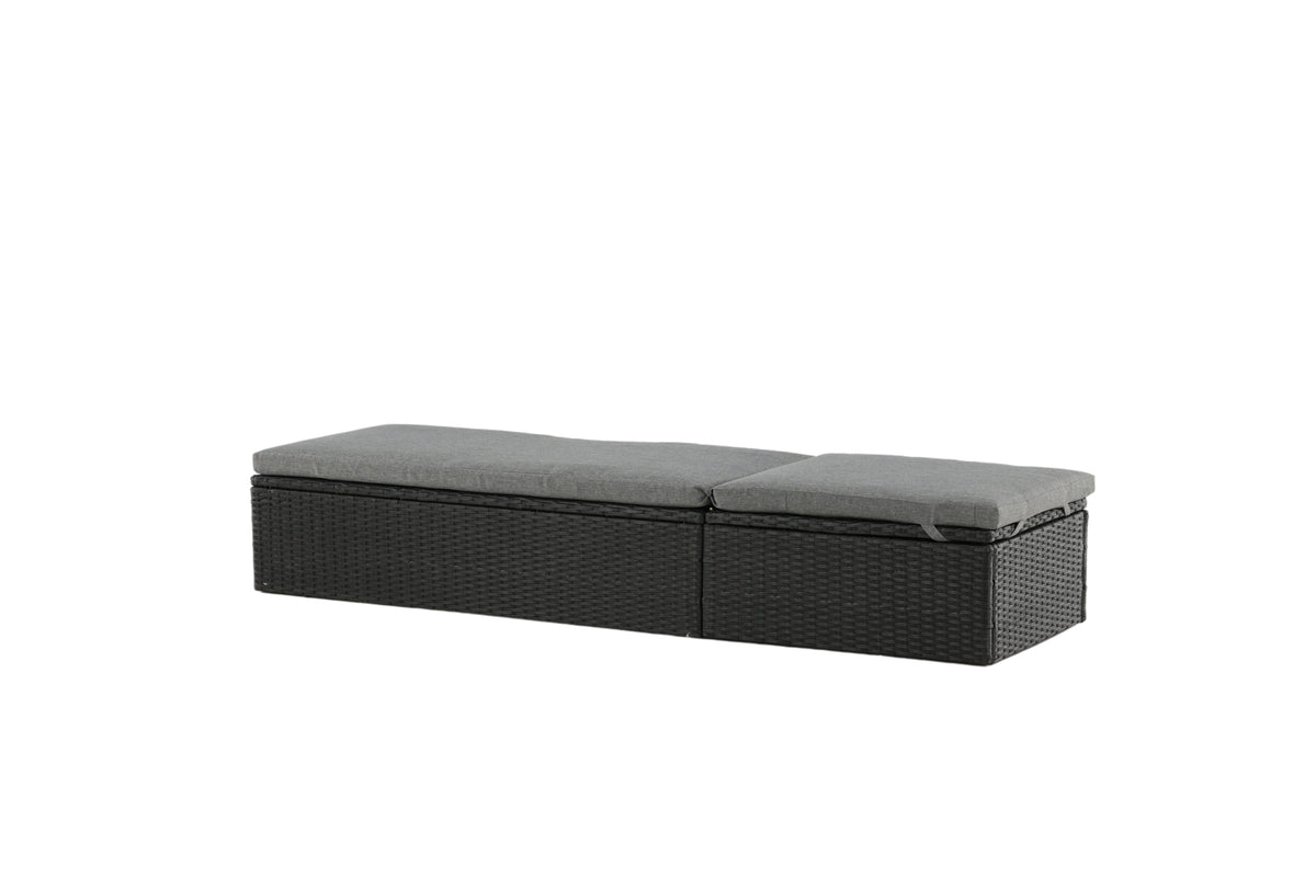 Chaise longue de jardin Dakar - avec coussin gris et dossier réglable