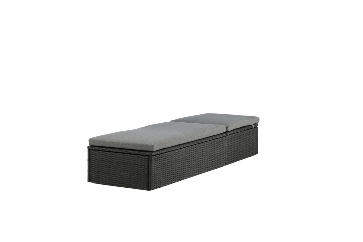 Chaise longue de jardin Dakar - avec coussin gris et dossier réglable