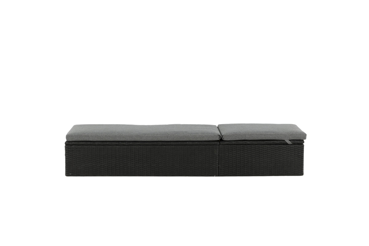 Chaise longue de jardin Dakar - avec coussin gris et dossier réglable