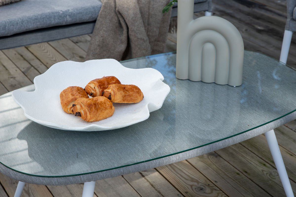 Garten Loungeset Morena - in Weiß mit grauem Stoff