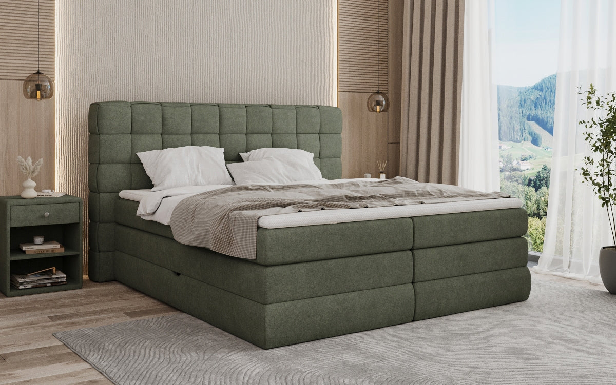 Lit boxspring Trama avec espace de rangement en Tissu