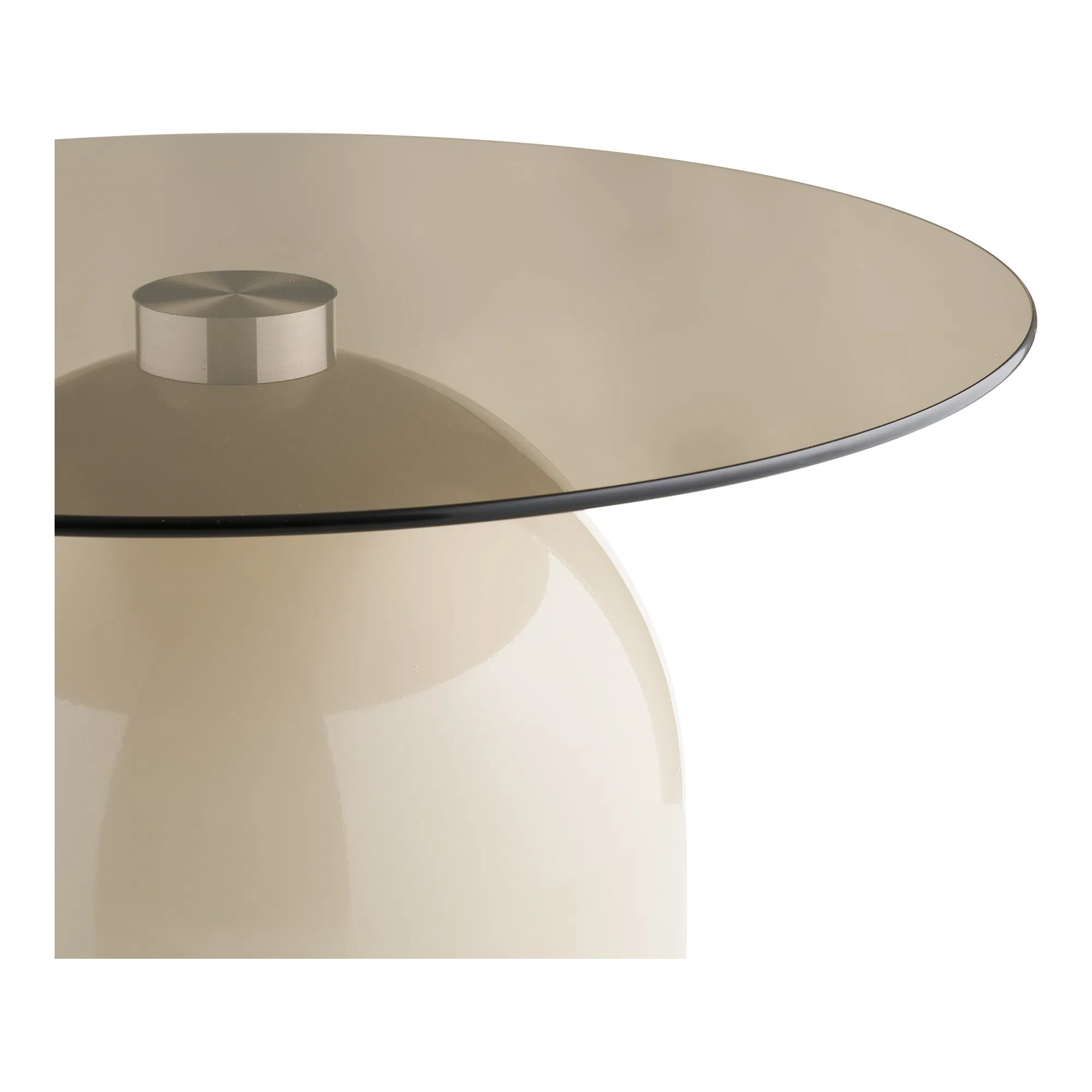 Table basse Solvaira – avec plateau en verre rond et pied en métal sculptural