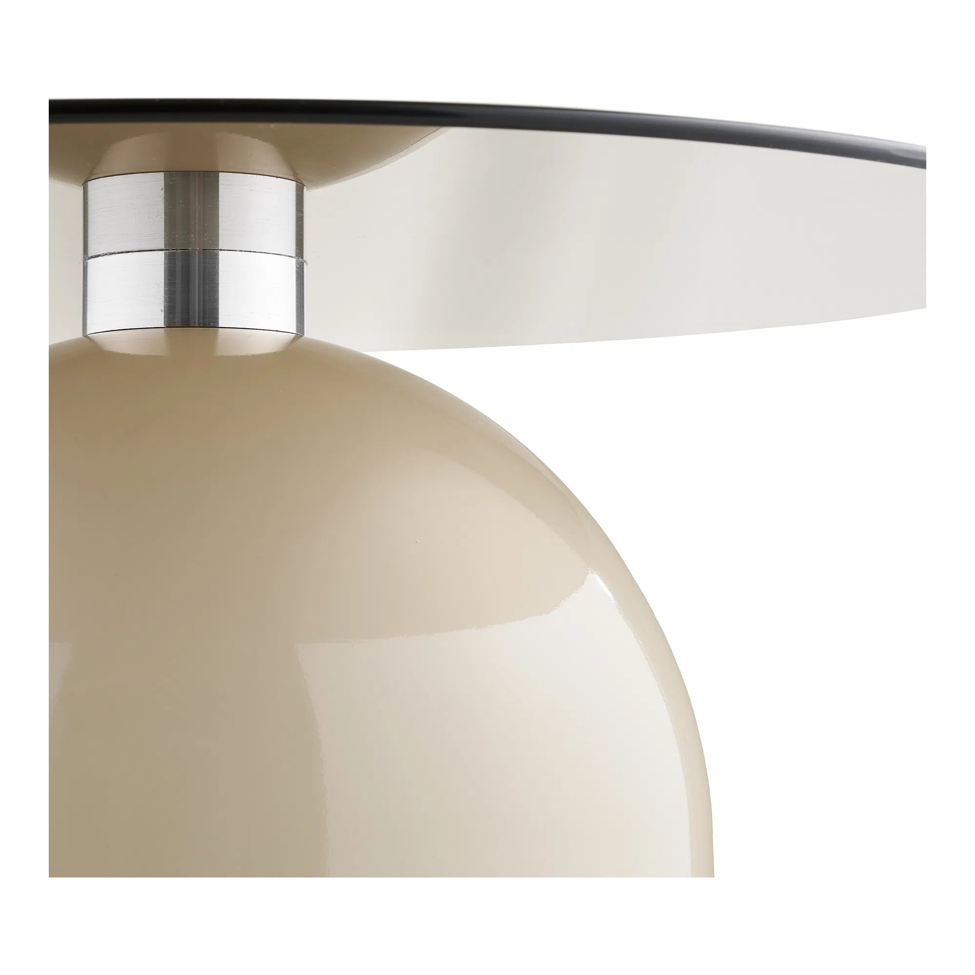 Table basse Solvaira – avec plateau en verre rond et pied en métal sculptural