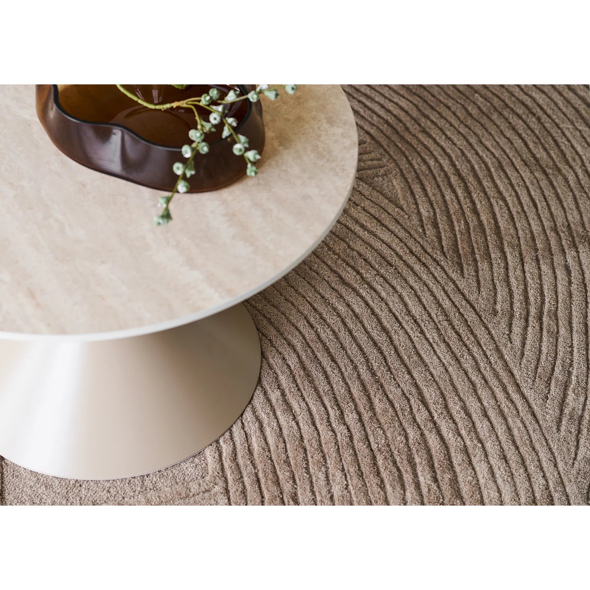 Table basse Elvaris - avec plateau en céramique aspect travertin