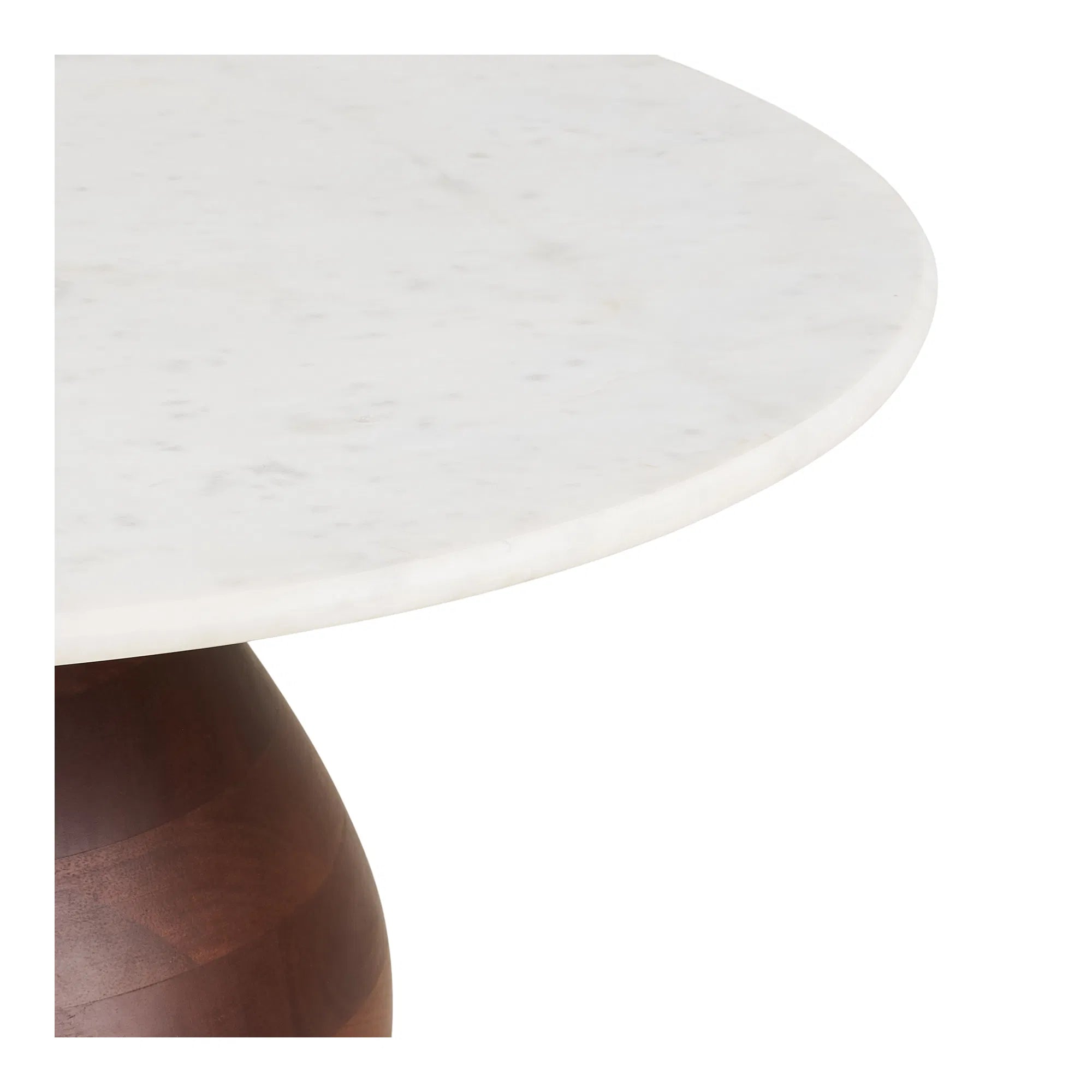 Table basse Marvella – avec plateau en marbre et pied en bois de manguier galbé