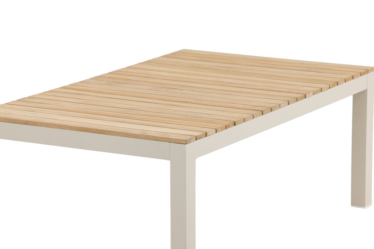 Table basse de jardin Alanu - un mélange de matériaux en aluminium et teck