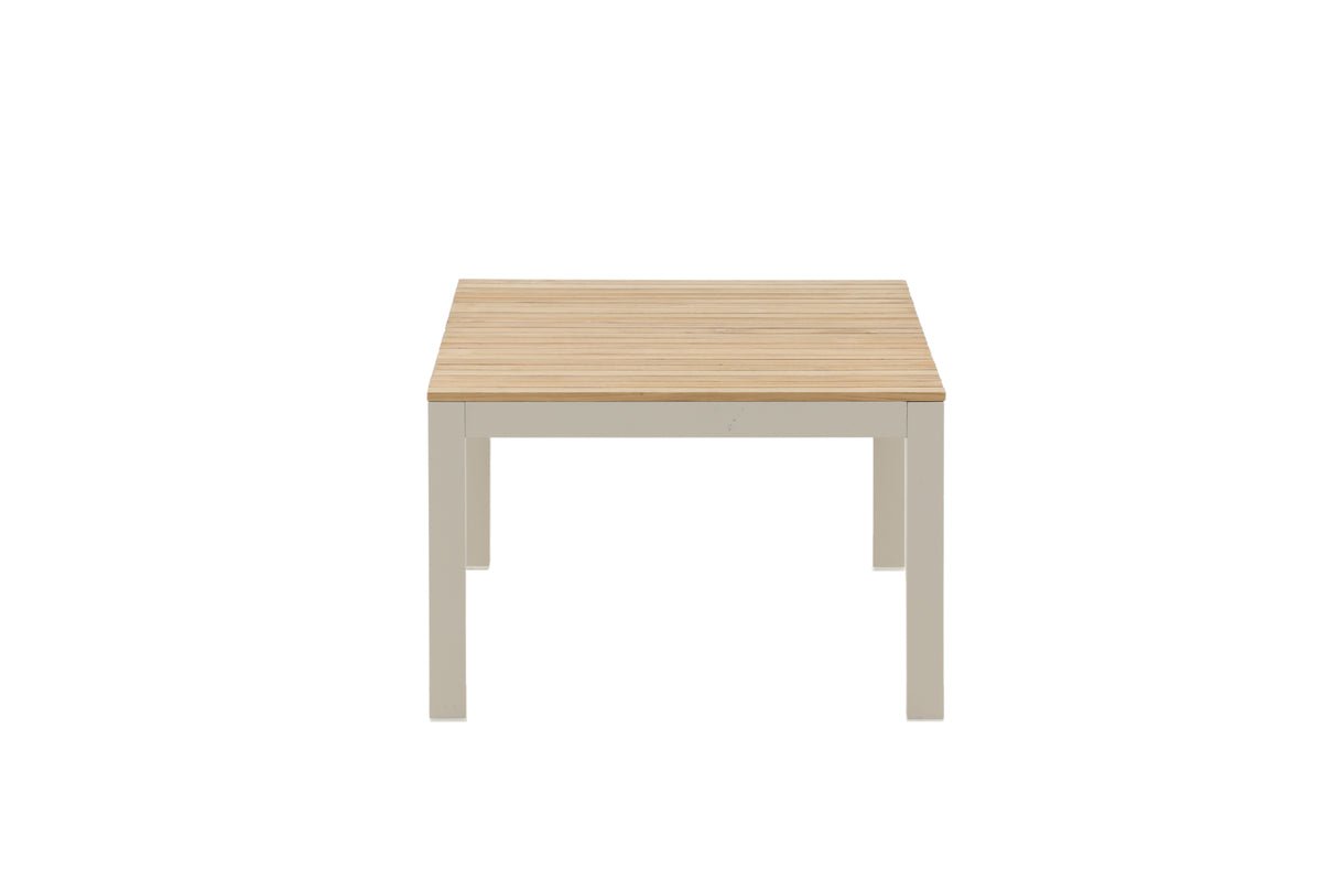 Table basse de jardin Alanu - un mélange de matériaux en aluminium et teck