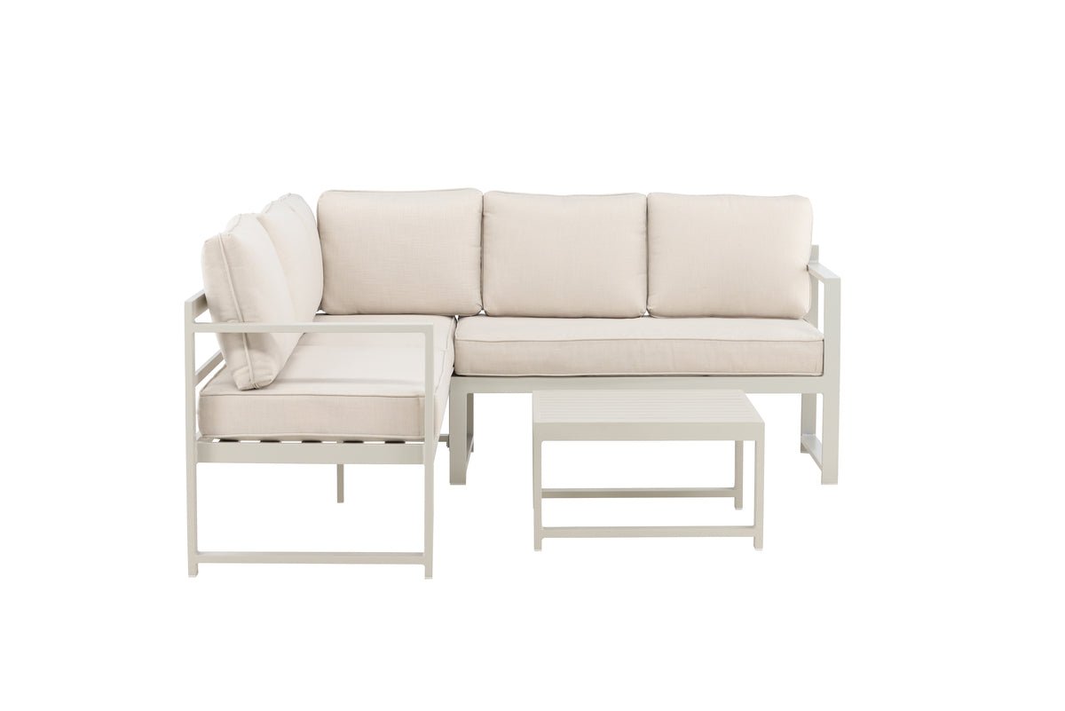 Ensemble lounge de jardin Nadi – 3 pièces avec table en Beige en aluminium et polyester