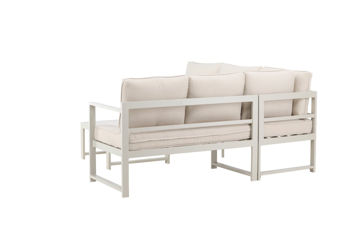 Ensemble lounge de jardin Nadi – 3 pièces avec table en Beige en aluminium et polyester