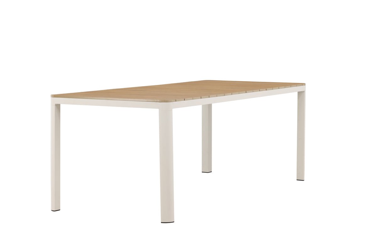 Table à manger de jardin Ätna - 210x90 cm en Beige avec un plateau en Aintwood