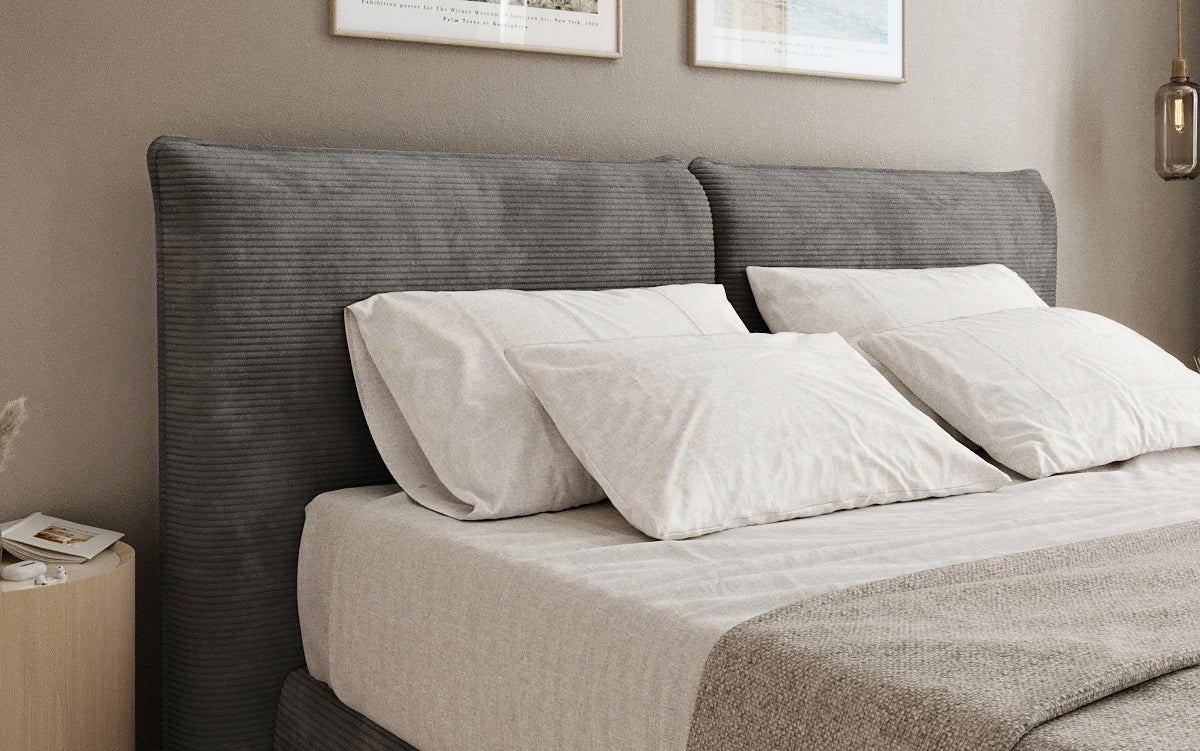Lit boxspring Pillo en Côtelé