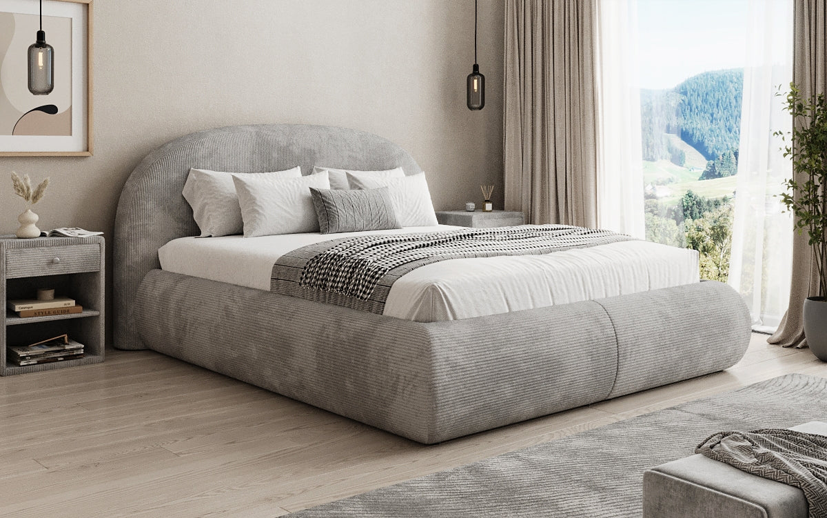 Lit rembourré design Loop en Côtelé avec rangement