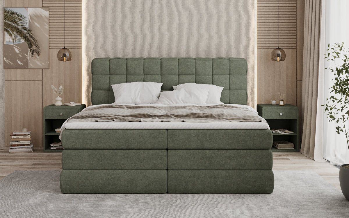 Lit boxspring Trama avec espace de rangement en Tissu