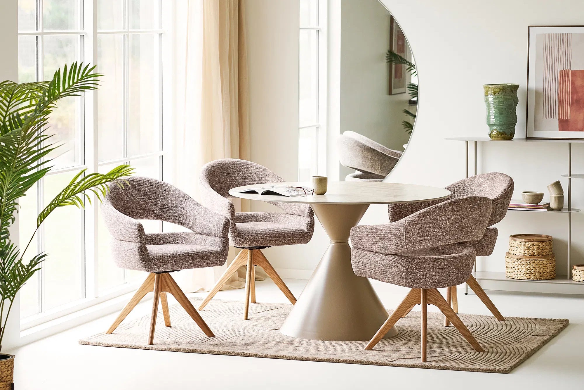 Table à manger Fjordella - Acier/Céramique en Sable