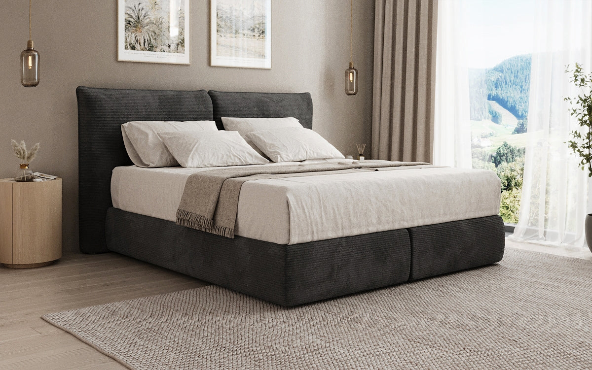 Lit boxspring Pillo en Côtelé