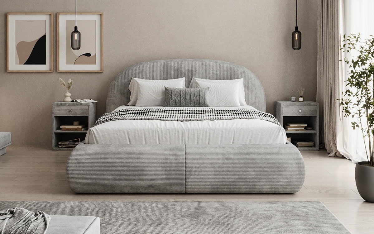 Lit rembourré design Loop en Côtelé avec rangement
