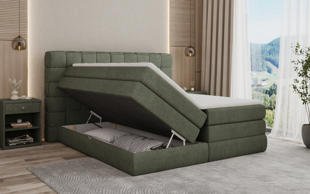 Lit boxspring Trama avec espace de rangement en Tissu