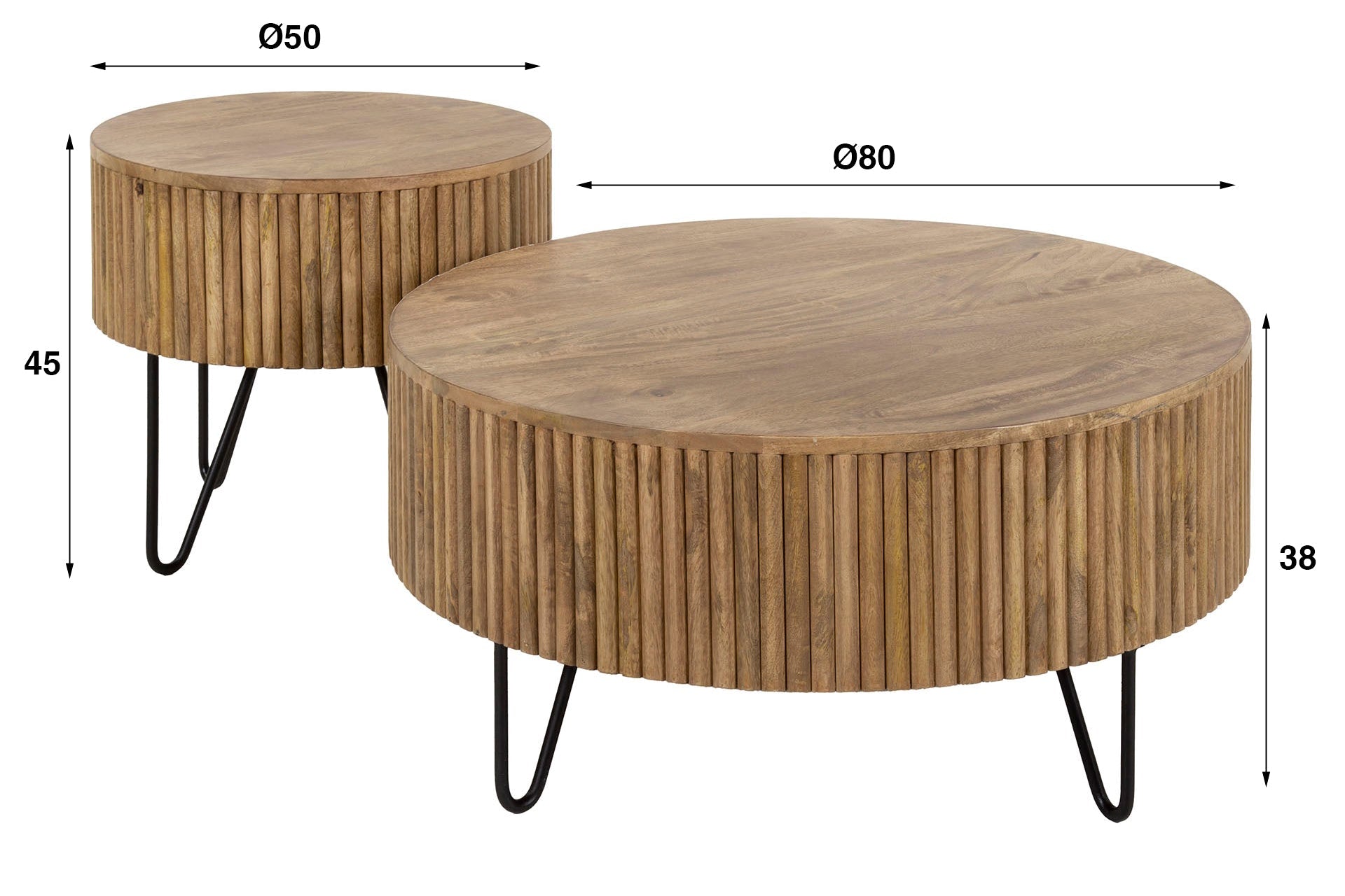 Table basse Duna - lot de 2 en bois de manguier