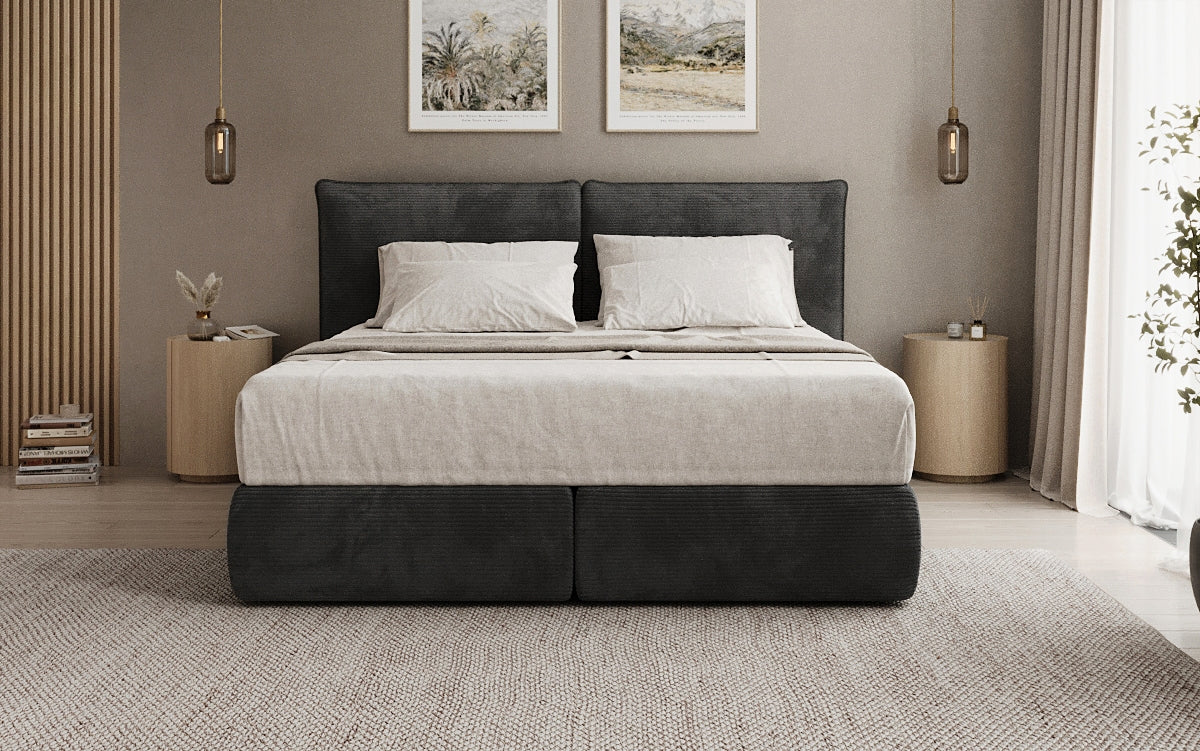 Lit boxspring Pillo en Côtelé