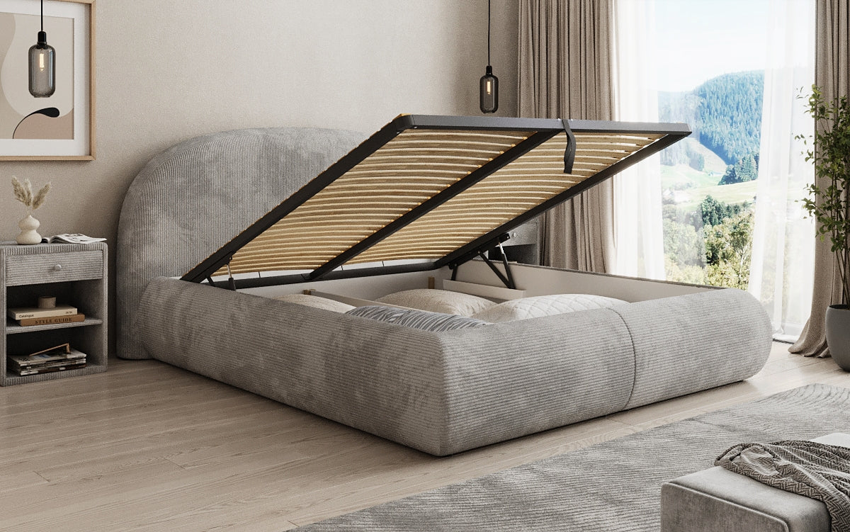 Lit rembourré design Loop en Côtelé avec rangement
