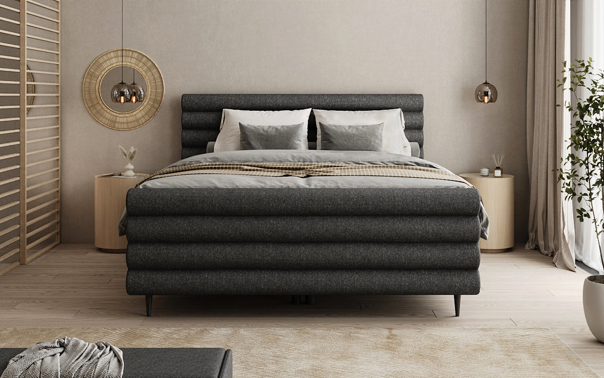Boxspringbett Tubo in Strukturstoff mit Stauraum