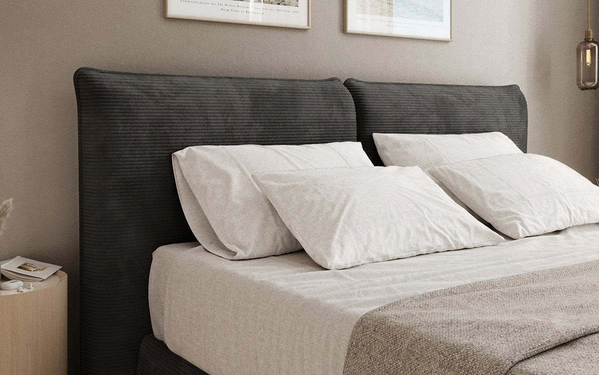 Lit boxspring Pillo en Côtelé