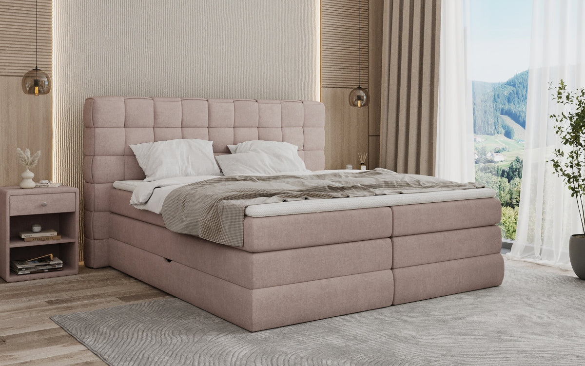 Lit boxspring Trama avec espace de rangement en Tissu