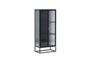 Vitrine Leonie - en noir avec effet verre ondulé