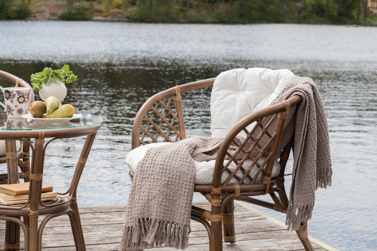 Ensemble balcon Jasmin - en rotin couleur noyer