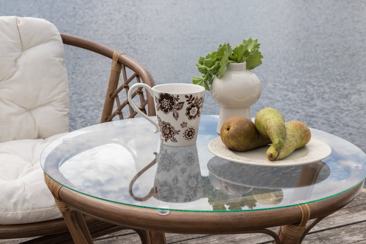 Ensemble balcon Jasmin - en rotin couleur noyer