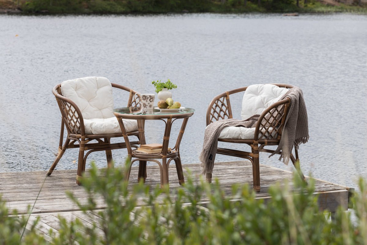 Ensemble balcon Jasmin - en rotin couleur noyer