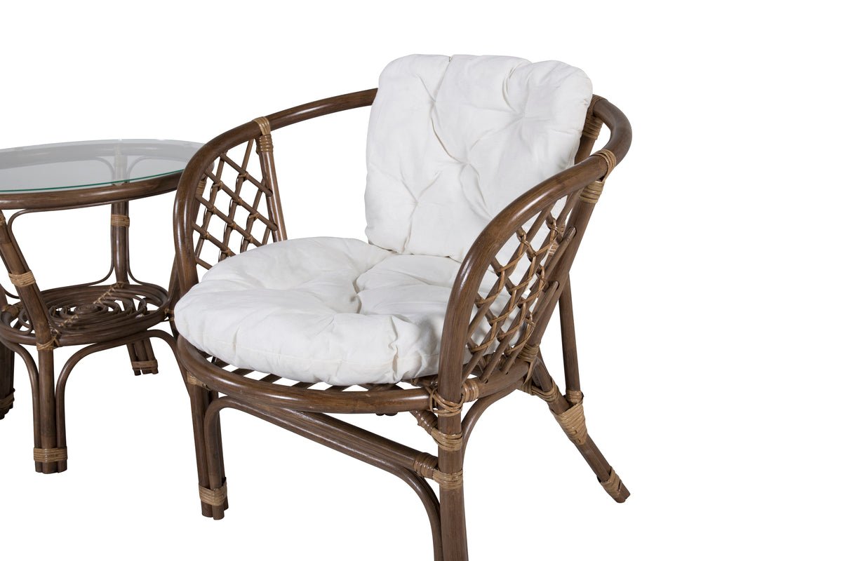 Ensemble balcon Jasmin - en rotin couleur noyer