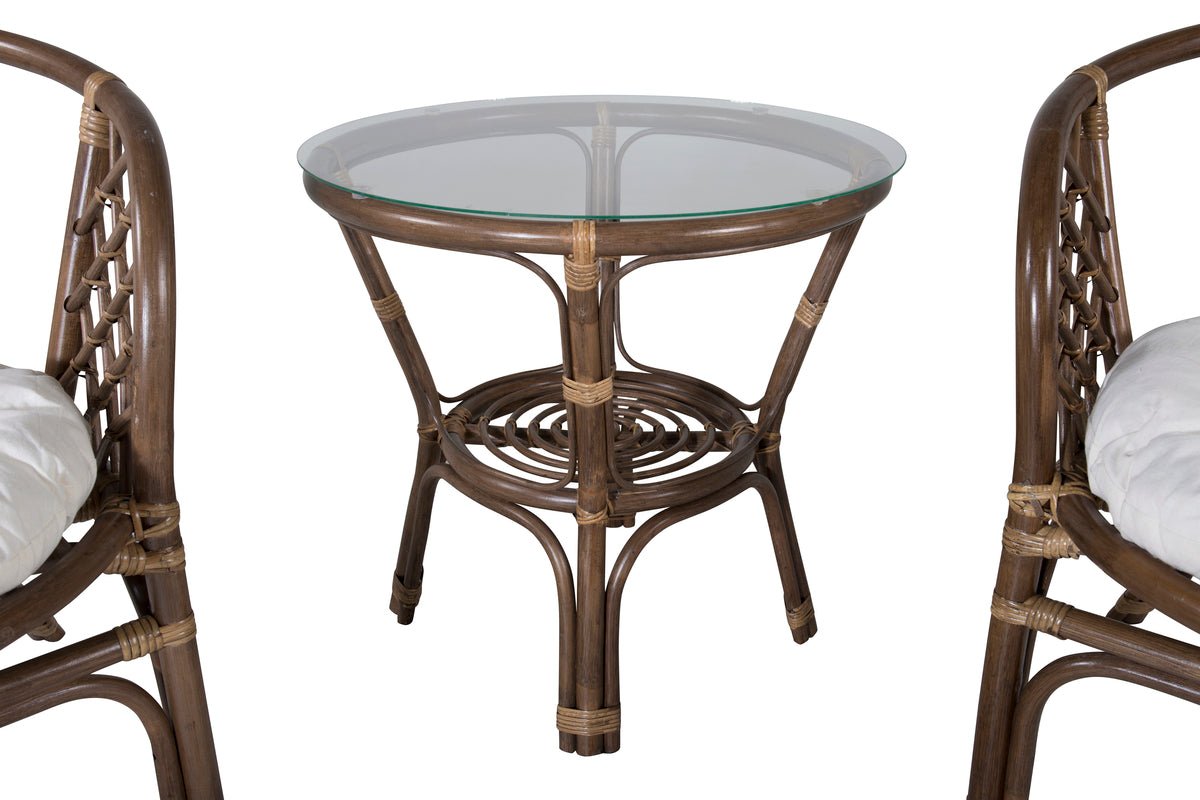 Ensemble balcon Jasmin - en rotin couleur noyer