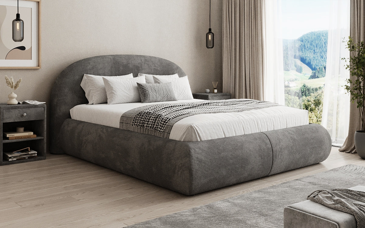 Lit rembourré design Loop en Côtelé avec rangement