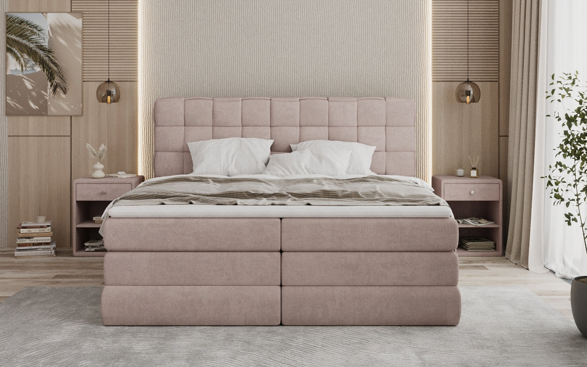 Lit boxspring Trama avec espace de rangement en Tissu