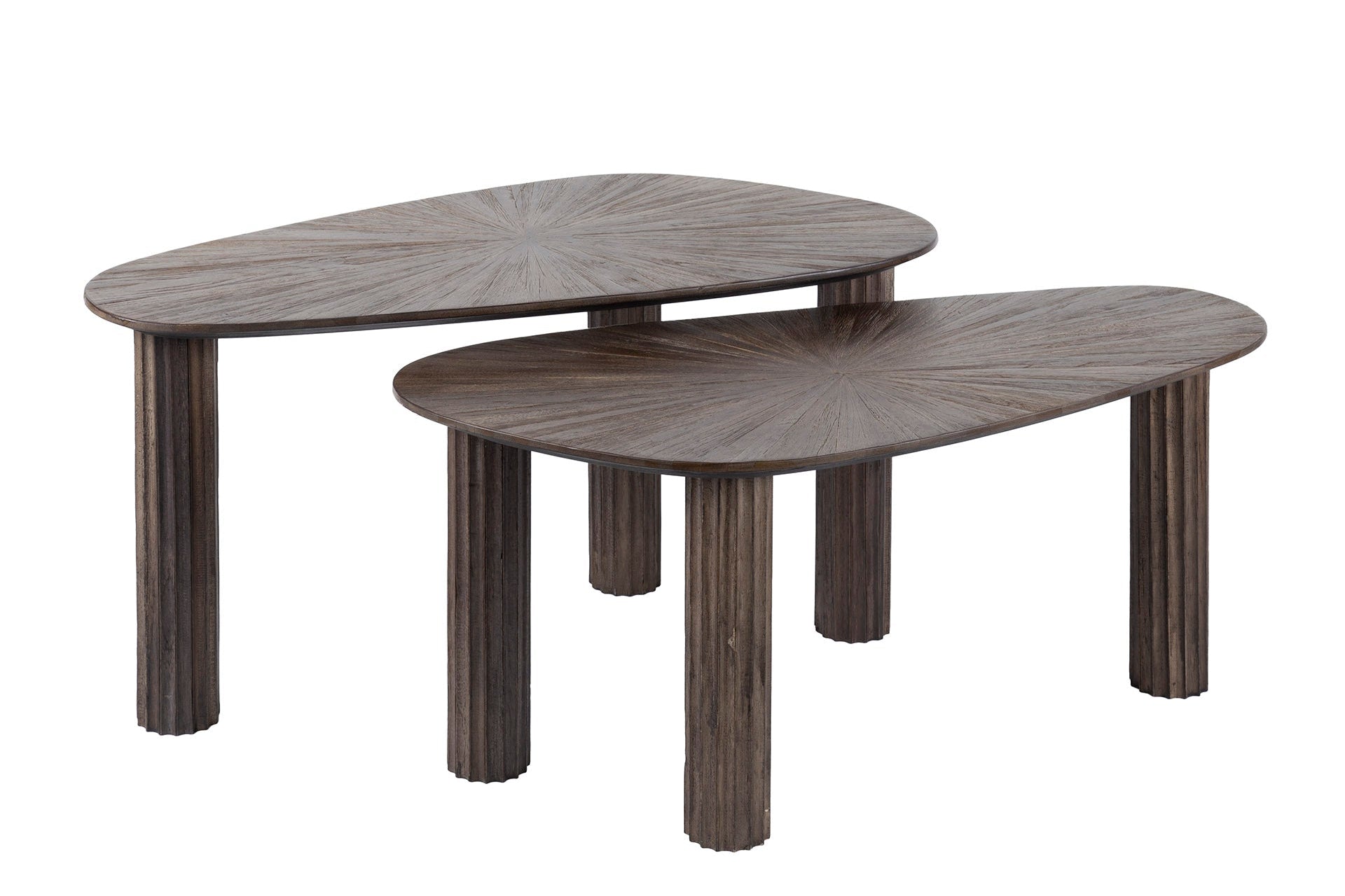Table basse Dunara - lot de 2 en teck de haute qualité couleur brun foncé