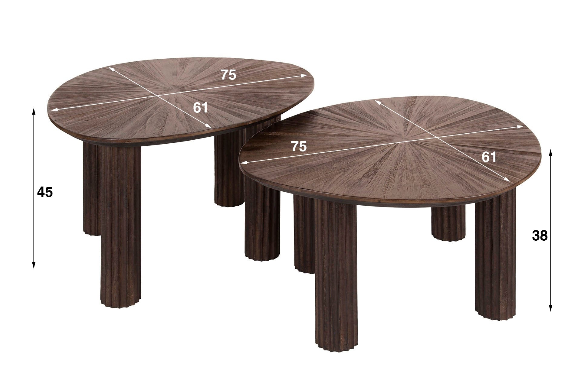 Table basse Soluma - lot de 2 en teck de haute qualité au design triangulaire