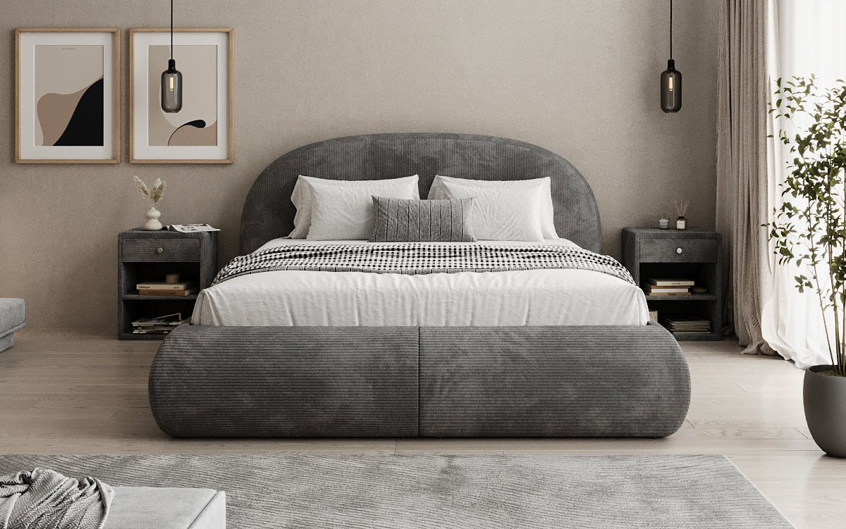 Lit rembourré design Loop en Côtelé avec rangement