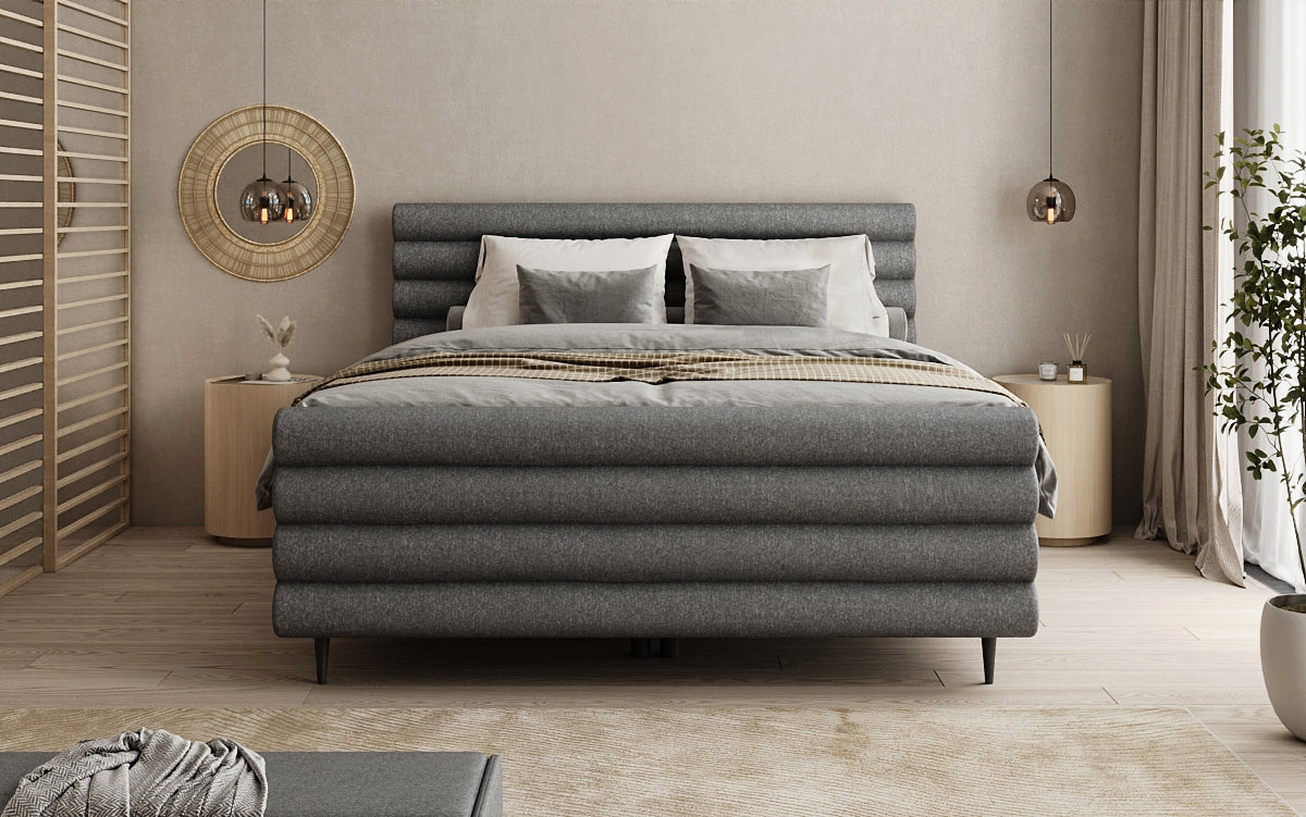 Boxspringbett Tubo in Strukturstoff mit Stauraum