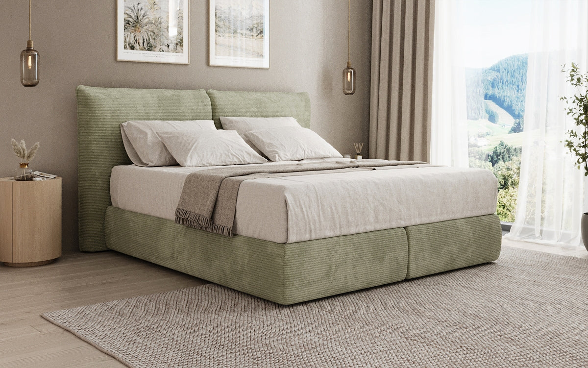 Lit boxspring Pillo en Côtelé